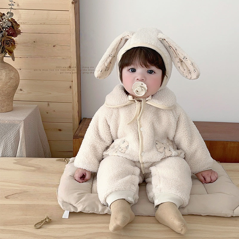 【BABY】冬新作蝶結び柄カバーオール&フードSK103215