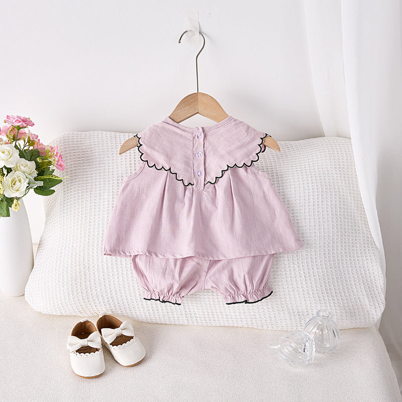 【BABY】夏新作 刺繍ノースリーブセットアップSK081522