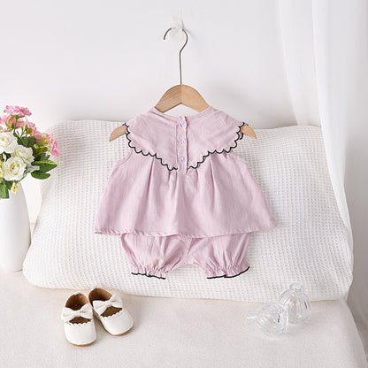 【BABY】夏新作 刺繍ノースリーブセットアップSK081522