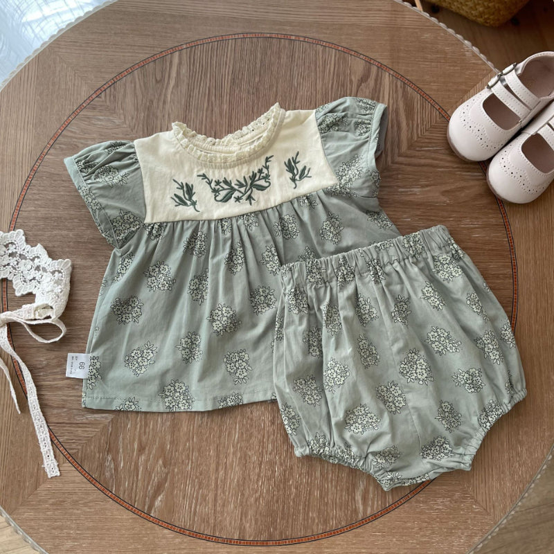 【BABY】夏新作 刺繍花柄セットアップSK091314
