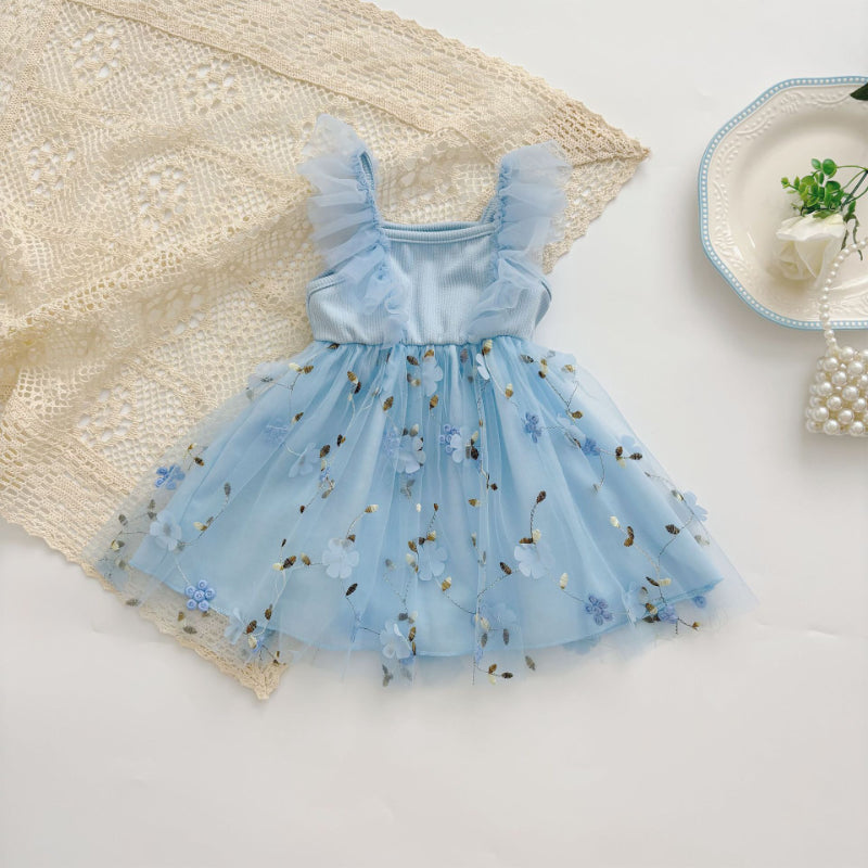 【BABY&KID】夏新作 刺繍アップリケ小花キャミワンピースSK091122