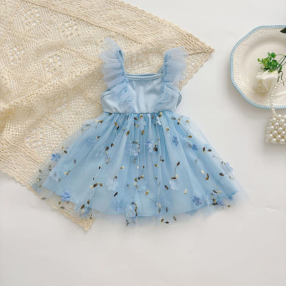 【BABY&KID】夏新作 刺繍アップリケ小花キャミワンピースSK091122
