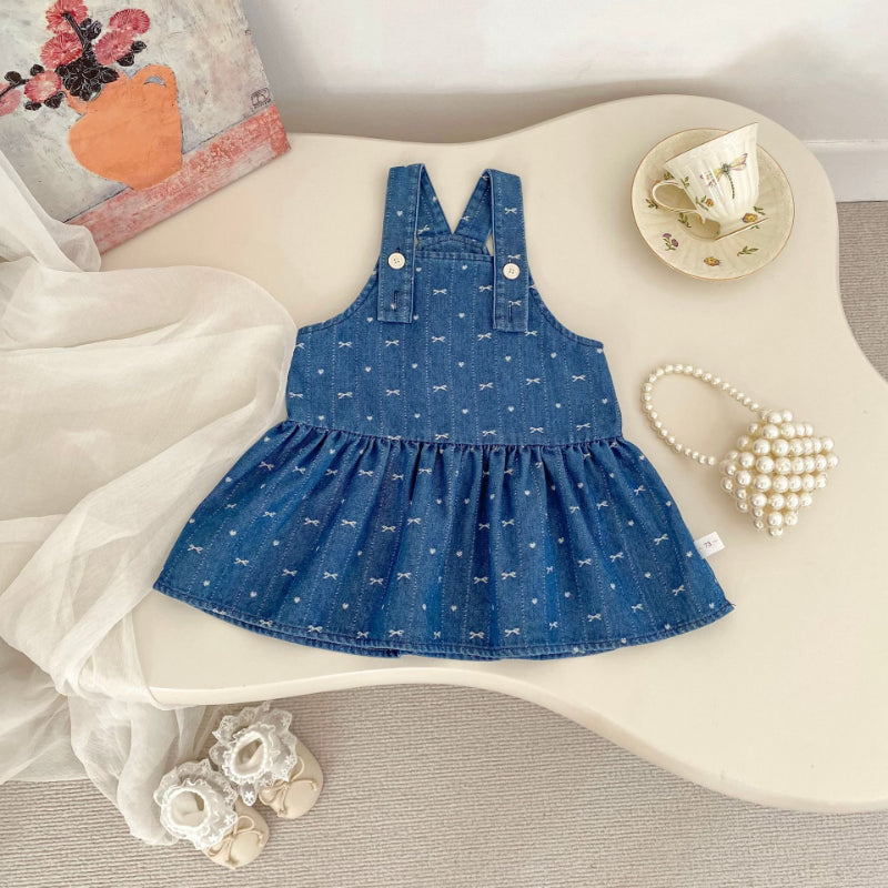 【BABY&KID】リボンジャンパースカート、さくらんぼ刺繍襟ＴシャツSK100843