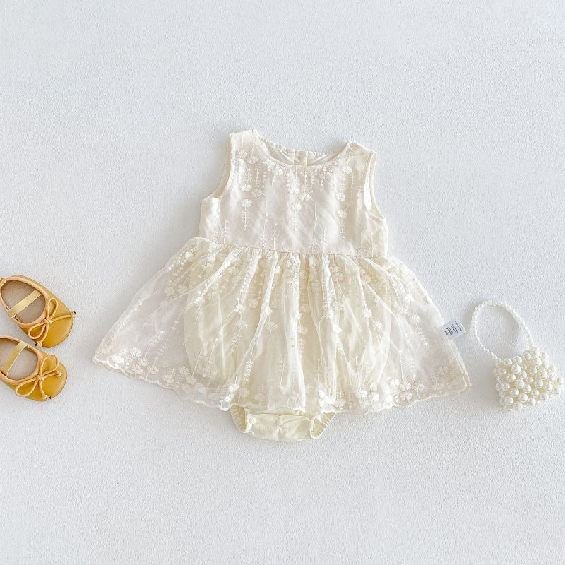 【BABY】夏新作刺繍チュールロンパースSK106510