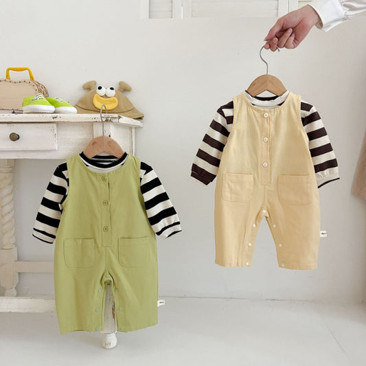 【BABY】ゾウサロペット、ボーダートップスSK100330
