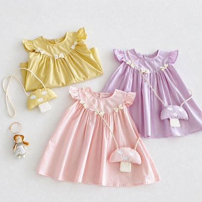 【BABY&KID】夏新作フリルスリーブワンピース＆きのこショルダーバッグSK106114