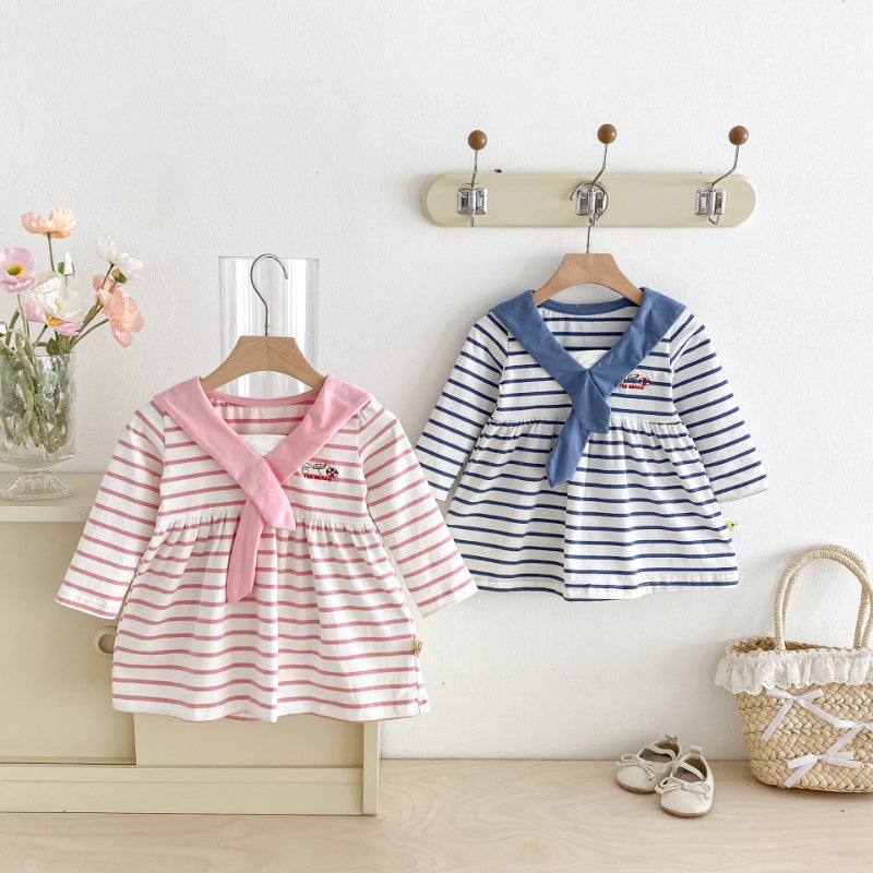 【BABY&KID】セーラー襟ボーダーワンピースSK100826