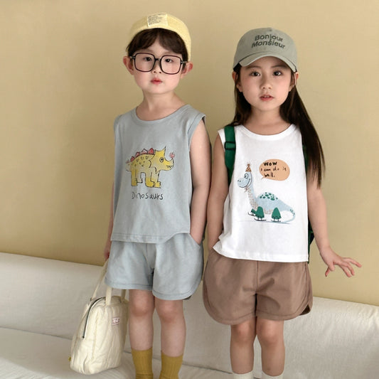 【BABY＆KID】夏新作 英字と恐竜柄のノースリーブスーツSK063007