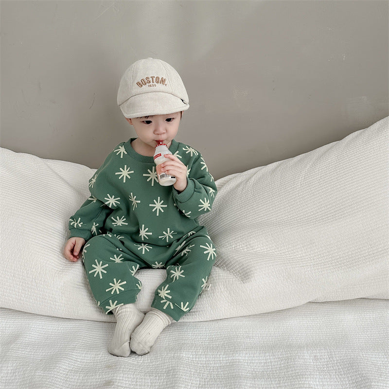 【BABY】雪の結晶柄オールインワンSK11528