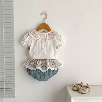 【BABY&KID】夏新作 小花レースセットアップSK090320