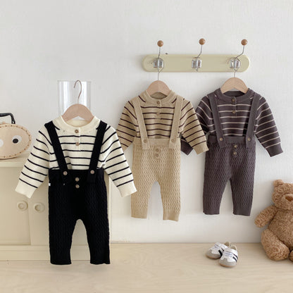 【BABY】ニットセーター＆サロペットセットSK092408