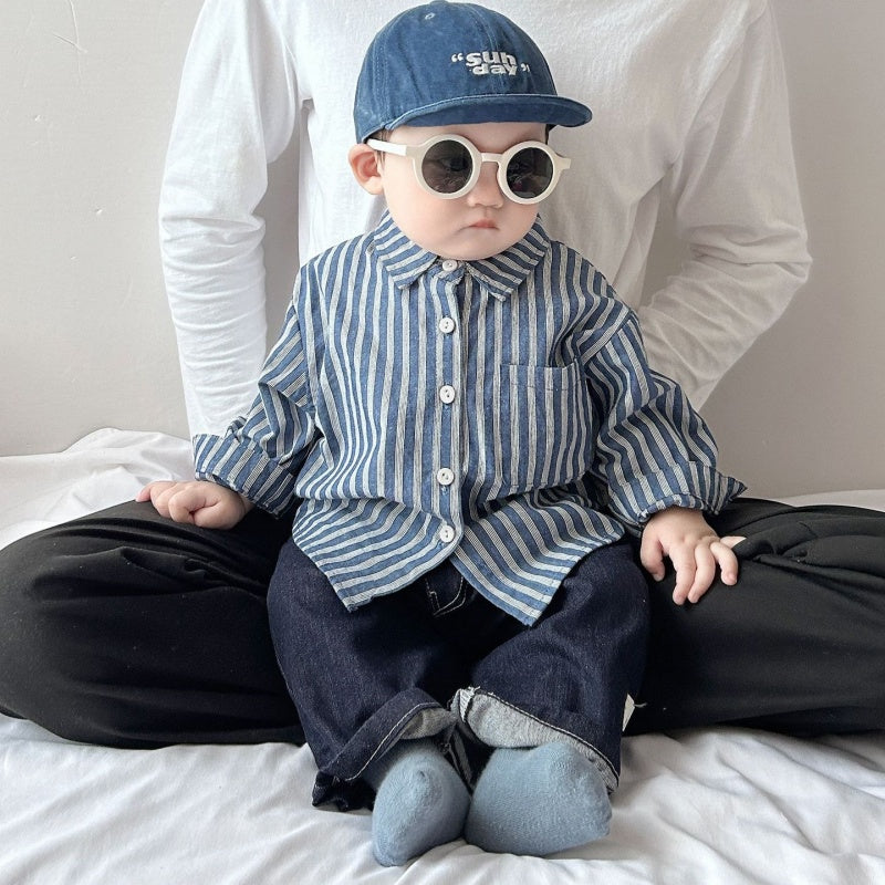 【BABY&KID】ストライプシャツ、デニムパンツSK100221