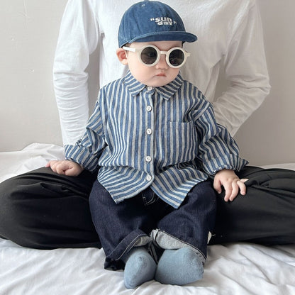 【BABY&KID】ストライプシャツ、デニムパンツSK100221
