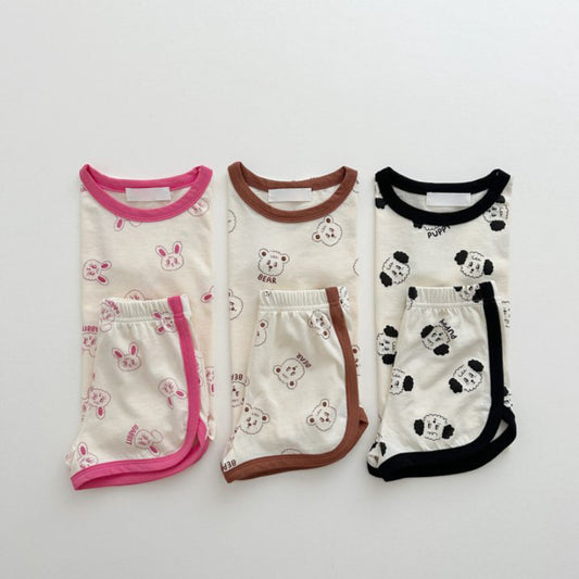 【BABY&KID】夏新作 ベア総柄セットアップSK091212