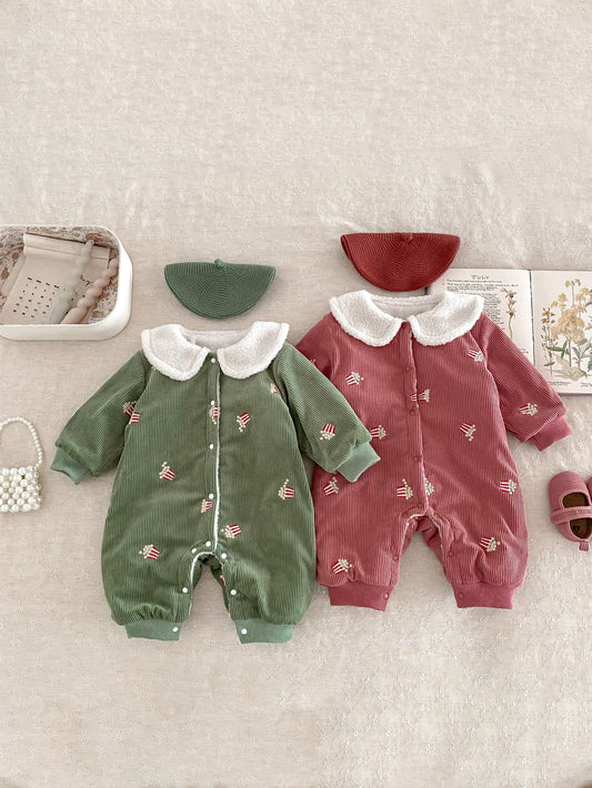 【BABY&KID】ナチュラルコーデュロイ暖かいロンパースSK022303