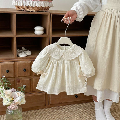 【BABY&KID】襟付きジャカード長袖ワンピースSK104320