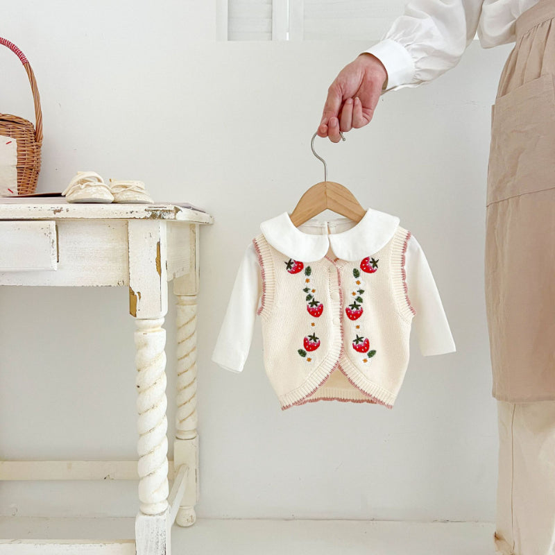 【BABY】いちご刺繍ベストSK100621