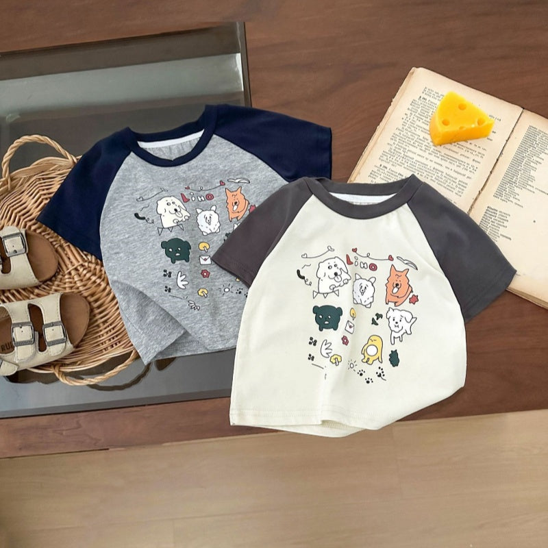 【BABY&KID】夏新作 ゆるかわキャラプリント半袖TシャツSK092115