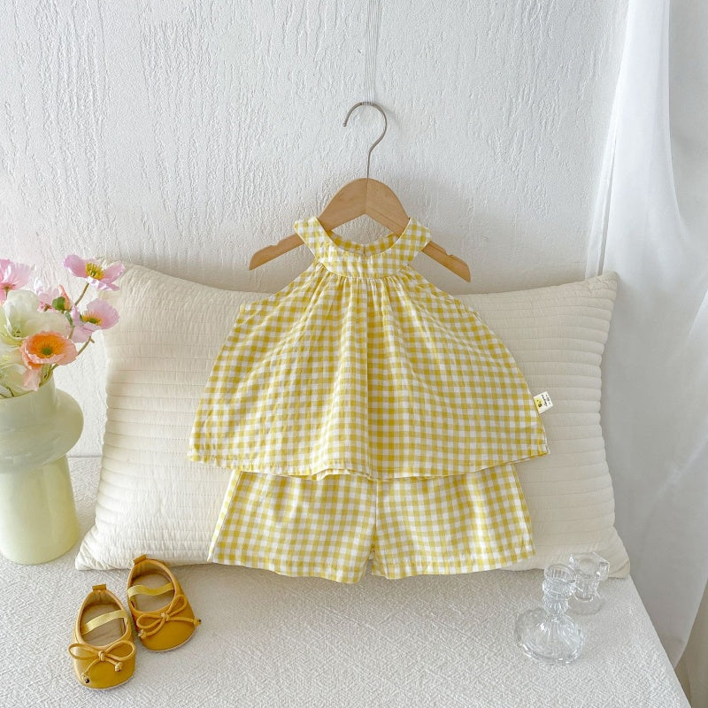 【BABY&KID】夏新作イエローチェックセットアップSK105804