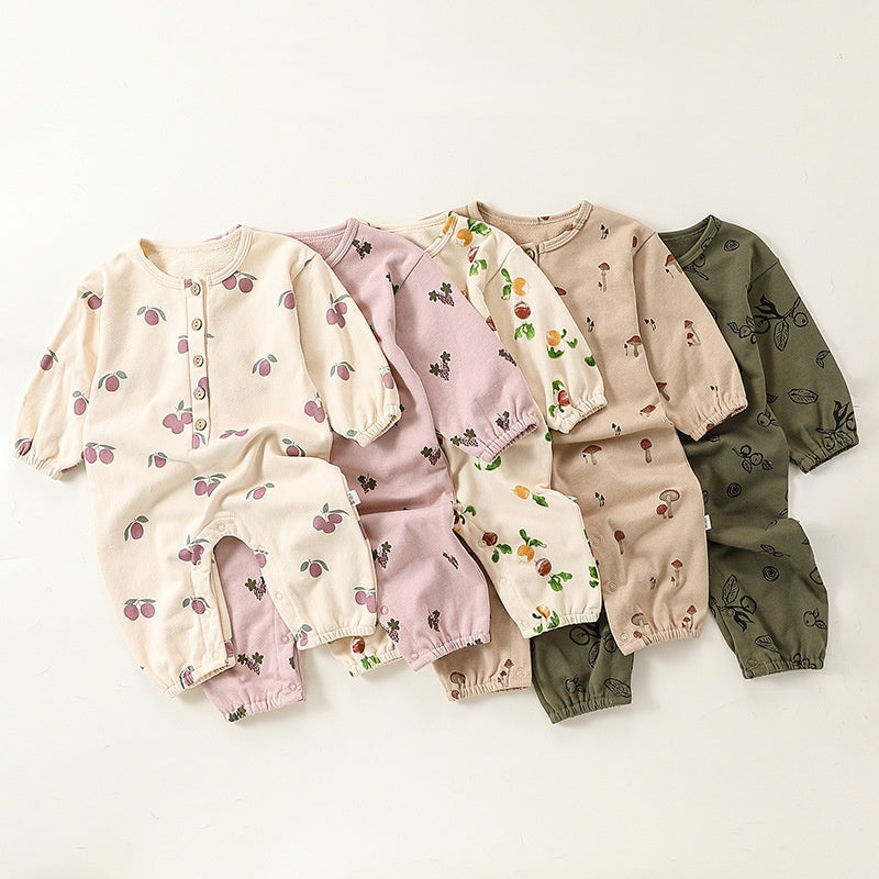 【BABY】北欧風フルーツプリントカバーオールSK101318