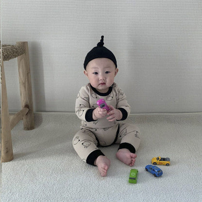 【BABY】総柄カートゥーンロンパース＆レギンス＆帽子SK101902