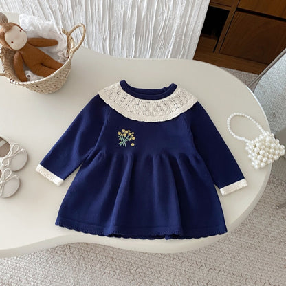 【BABY&KID】小花刺繍ニットワンピースSK092701