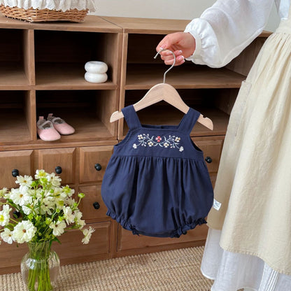 【BABY】夏新作キャミ刺繍ロンパースSK105813