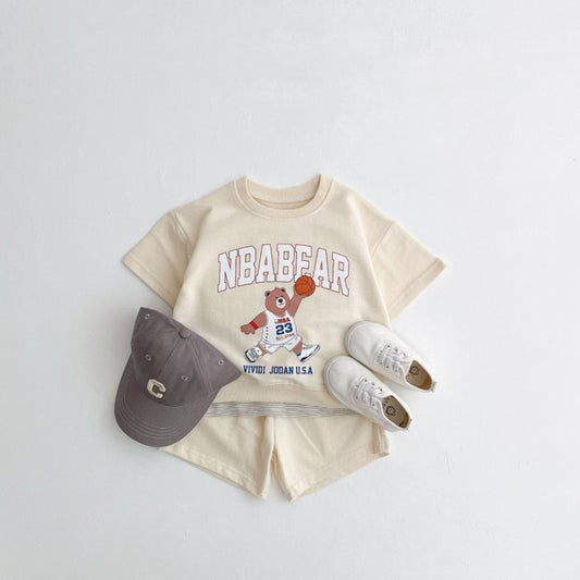 【BABY&KID】夏新作 ベア＆ロゴプリントセットアップSK091204