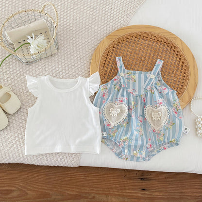 【BABY】夏新作 小花柄キャミロンパース＆TシャツSK090604