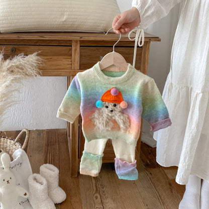 【BABY&KID】カラフルボーダーニットセットアップSK092432