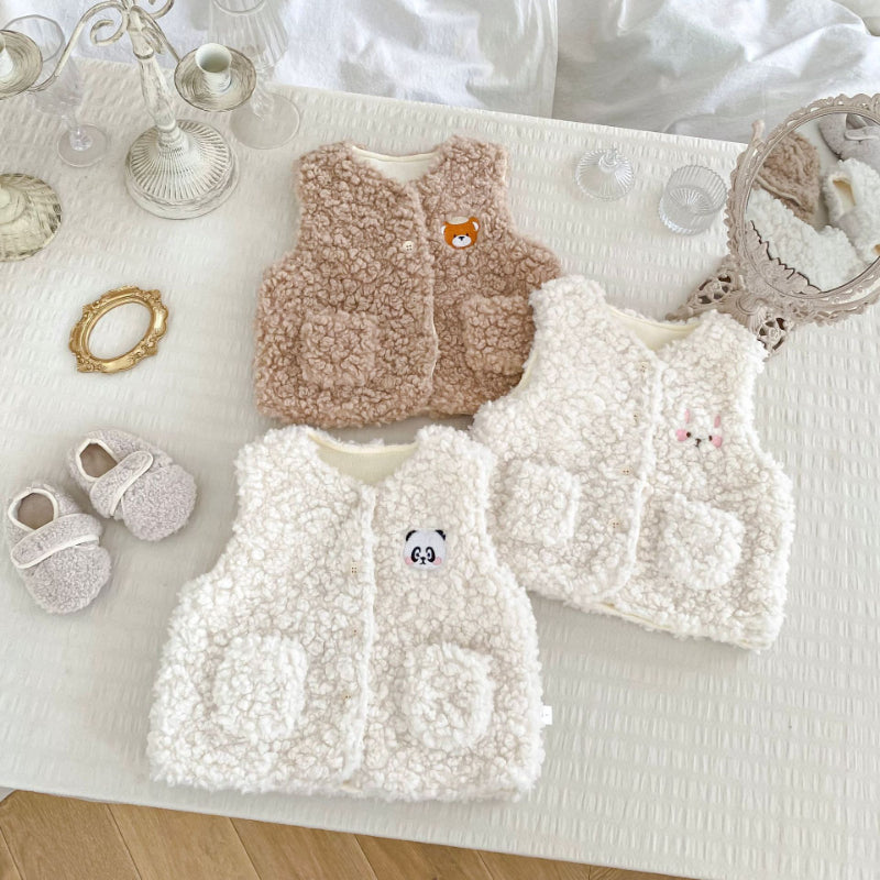 【BABY&KID】冬新作カートゥーン裏起毛ベストSK102732