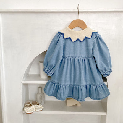 【BABY&KID】ニット襟デニムワンピースSK011001