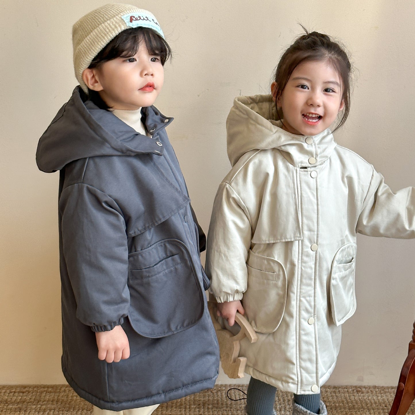 【BABY&KID】裏起毛オシャレ暖かいコートSK012604