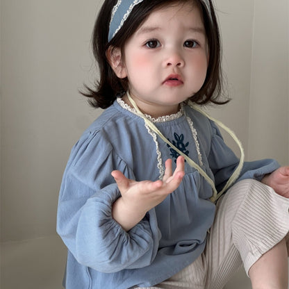 【BABY】刺繍ブラウス、リブベルボトムパンツSK100836