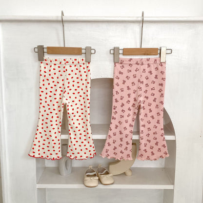 【BABY&KID】小花柄、くまベルボトムパンツSK100825