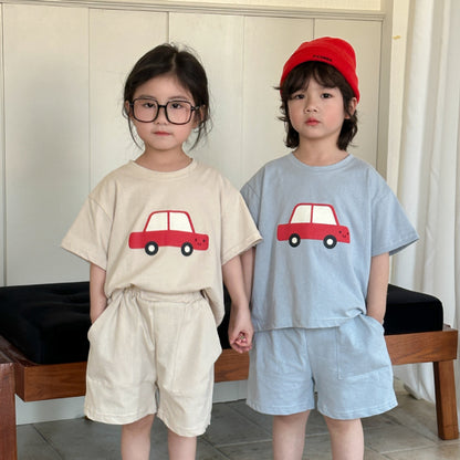 【BABY＆KID】夏新作 カートゥーンカーセットアップSK063008
