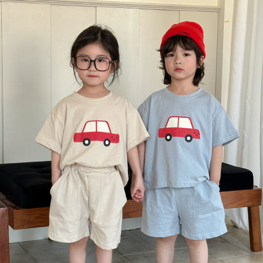 【BABY＆KID】夏新作 カートゥーンカーセットアップSK063008