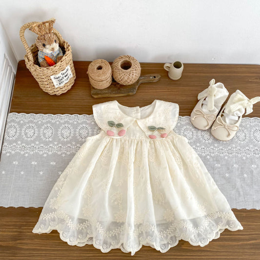 【BABY&KID】夏新作 フラワー刺繡チェリーワンピースSK072519