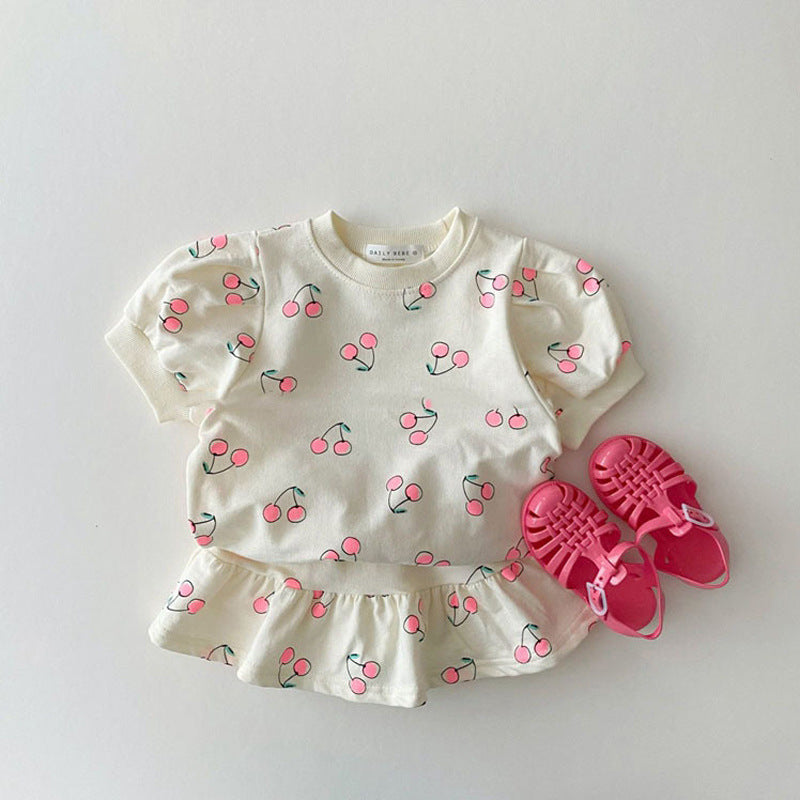 【BABY&KID】夏新作 チェリー半袖Tシャツ＆スカートSK080501