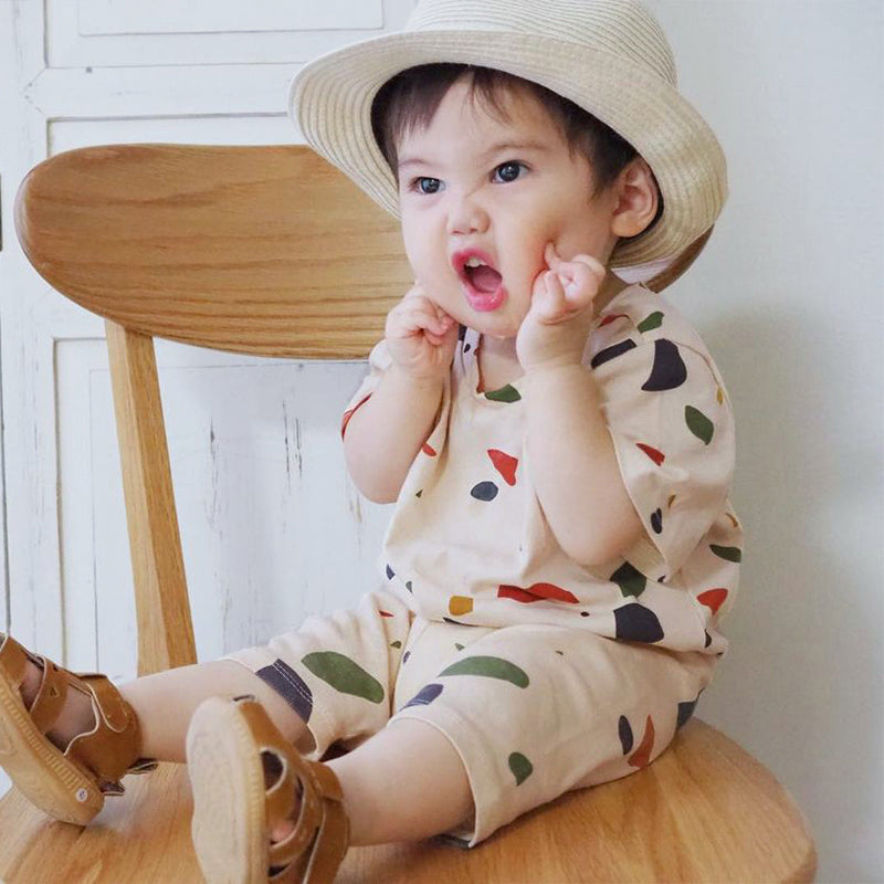 【BABY&KID】夏新作 北欧風クルーネックスポーツセットアップSK092015