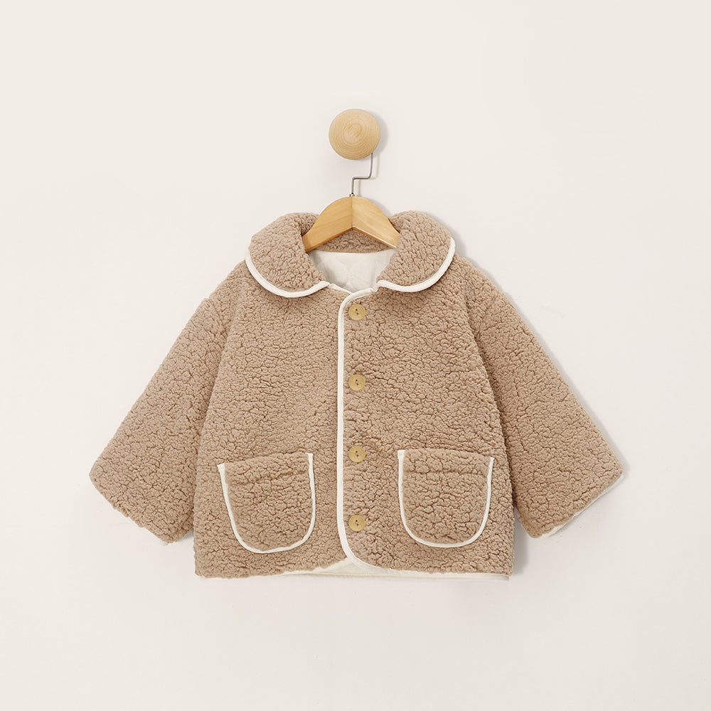 【BABY&KID】北欧風 純色もこもこポケット付きコートSK012513