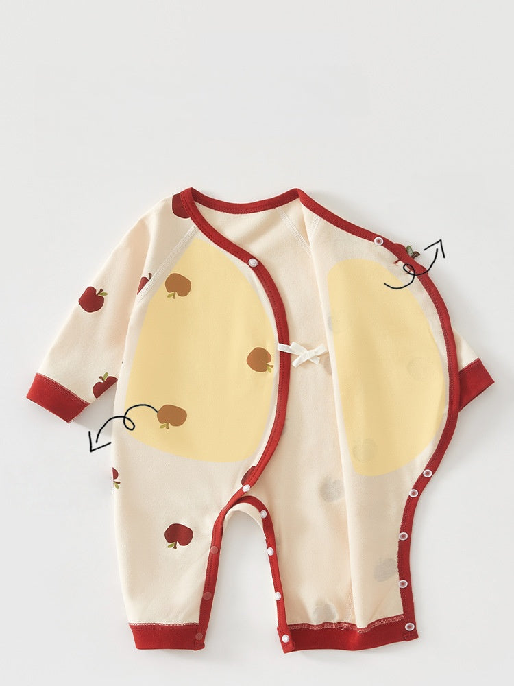 【BABY】北欧風りんご、ドット柄カバーオール＆帽子SK102612