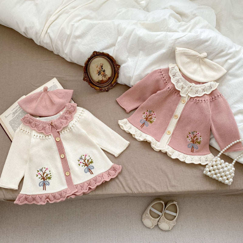 【BABY&KID】レトロ刺繍ニットカーディガンSK092911