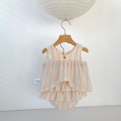 【BABY&KID】夏新作 カラフルストライプセットアップSK104925