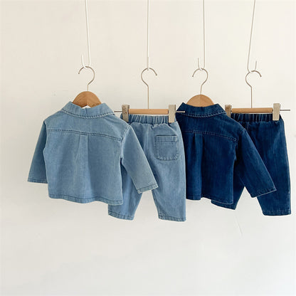 【BABY&KID】オシャレデニムカーディガン、デニムカジュアルルーズパンツSK030707