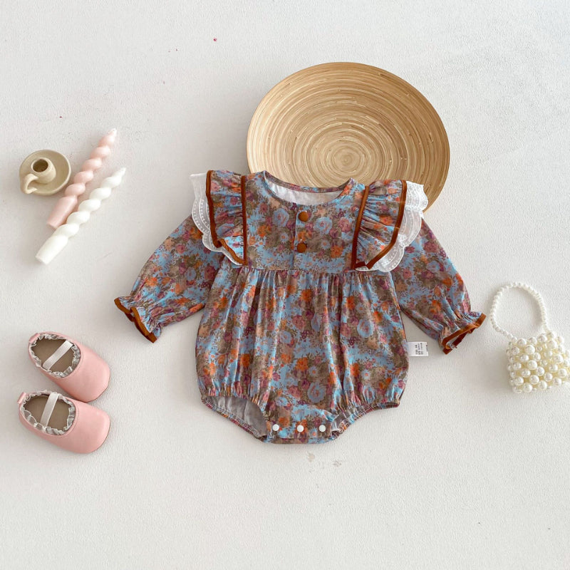 【BABY】レトロ小花柄ロンパースSK103614