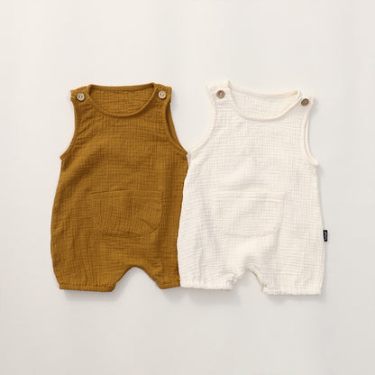 【BABY】夏新作 北欧風綿ガーゼしわカバーオールSK092003
