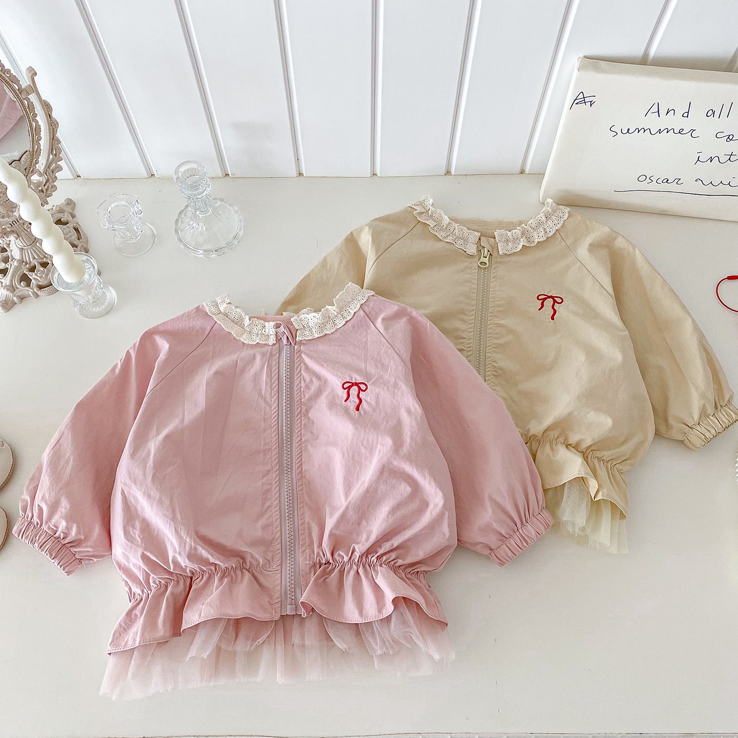 【BABY】蝶結び刺繍チュール縁アウターSK100450
