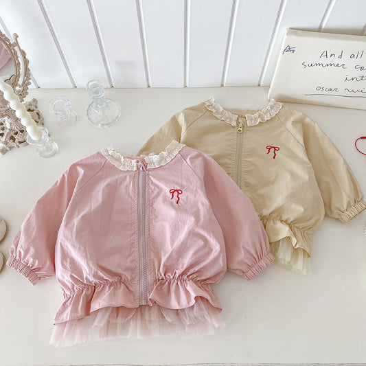 【BABY】蝶結び刺繍チュール縁アウターSK100450