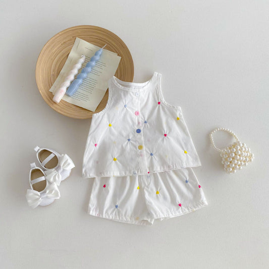 【BABY】夏新作 カラフルハート刺繍セットアップSK092214